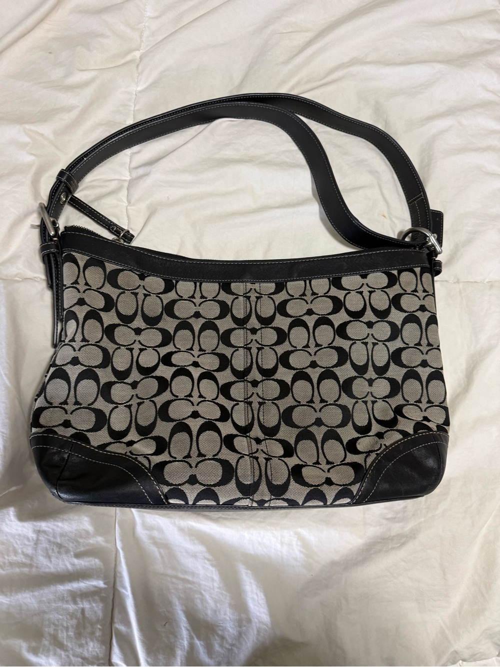 Coach Black Signature Jacquard Shoulder Bag